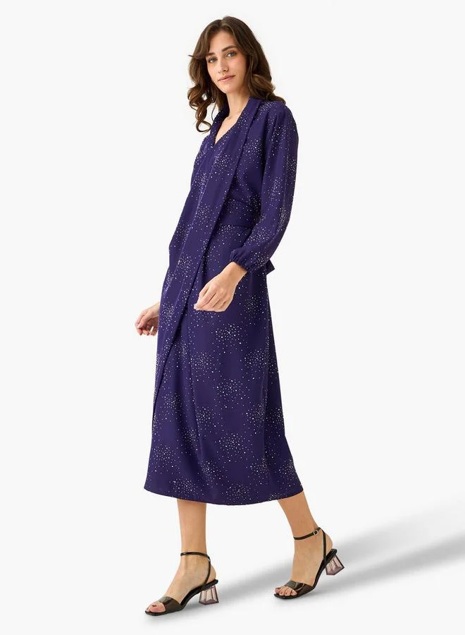 ايكونيك فستان ميدي ملفوف أيقوني بنقش درابيه